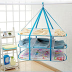 2-3 Tier Folded Mesh Clothes Drying Rack, Stackable Sweater Drying Rack, Portable Hanging Laundry Racks with Fixing Band for T-Shirt, Swimsuit, Underwear(Color:3 Tier)