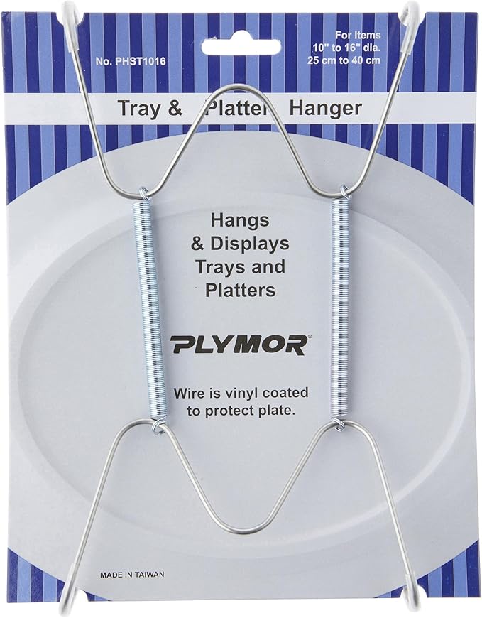 Plymor Stainless Steel Wall Mountable Tray and Platter Hanger, 8.25" H x 4.75" W x 0.875" D (for Trays or Platters 10" - 16"), Pack of 6