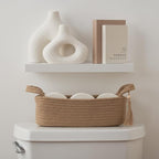 Decorative Toilet Paper Basket – Beautiful Bathroom Organizer for Toilet Tank Storage Decor – Boho Jute Cotton Rope Bin with Tassel for Bathroom Accessories and as Shelf Decor