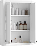 HOMCOM Bathroom Wall Cabinet, Modern Medicine Cabinet Wall Mounted, Over The Toilet Space Saver with 2 Doors and 2 Adjustable Shelves, White