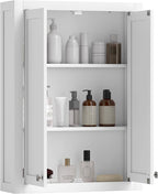 HOMCOM Bathroom Wall Cabinet, Modern Medicine Cabinet Wall Mounted, Over The Toilet Space Saver with 2 Doors and 2 Adjustable Shelves, White