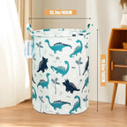 LANGYASHAN Laundry Basket Canvas Fabric Collapsible Organizer Basket for Storage Bin Toy Bins Gift Baskets Bedroom Clothes Children Nursery Hamper (Full dinosaur)