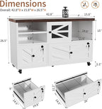 Semoic White Lateral File Cabinet with Lock, 2 Drawer Rolling Filing Cabinet for Home Office, Mobile Storage Cabinet with Open Shelves & Sliding Door, Fits Legal/Letter/A4 Files, Herringbone Design