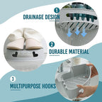 TAILI Corner Shower Caddy with Suction Cups, Wall Mounted Organizer Plastic Rack for Small Bathrooms, Kitchen, Removable Drill-Free Heavy Duty Shelf Basket, Grey