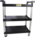 MaxWorks 80774 3-Shelf Utility Plastic Cart with Wheels-225 Lbs Maximum Capacity , Black