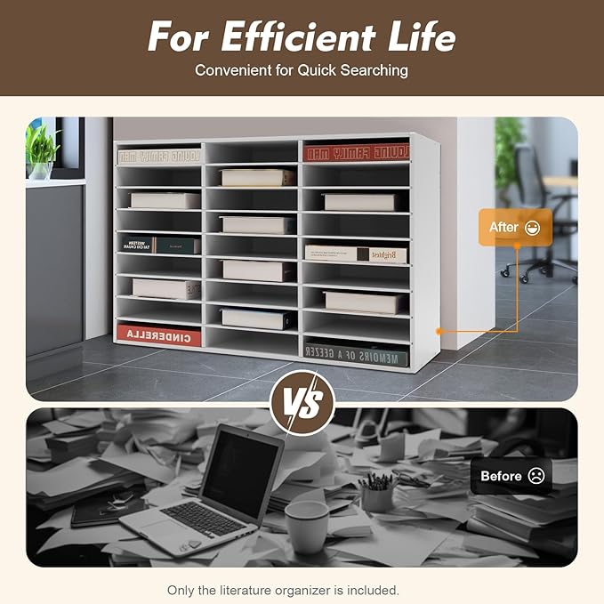 27 Compartments Literature Organizers Office Mailbox with Adjustable Shelves+Gloves, Paper Storage Cabinet for Office, Home, Classroom, Mailrooms Organization