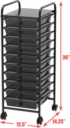 Simple Houseware Utility Cart with 10 Drawers Rolling Storage Art Craft Organizer, Black