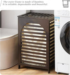 Laundry Hamper with Lid,Bamboo Large Waterproof Clothes Laundry Basket,Removable Washing Bags with Handles,clothes basket (Brown)