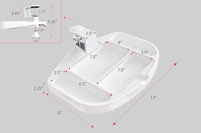 ApexDesk Clamp-On Under Desk 360-Degree Swivel Drawer - Perfect Office Storage Accessory For Your Existing Standing Desk (Clamp-On Desk Drawer - White)