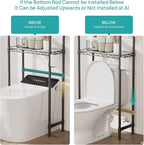 SINGAYE Over The Toilet Storage Shelf：3-Tier Bathroom Organizer and Storage Shelf with Adjustable Shelf and Basket Freestanding Space Saver Above Toilet for Room Black