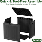 EasyUp 34 Gallon Resin Deck Box Waterproof, UV Resistant Outdoor Storage Box for Delivery, Garden, Patio,and Porch, Rattan Black