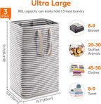 Lifewit 3 Pack Laundry Basket 80L Each, Collapsible Clothes Hamper with Reinforced Handles, Freestanding Waterproof Design for Bedroom and Laundry Room, Black 240L Total