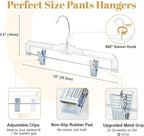 HOUSE DAY 100 Pack Skirt Hangers with Clips, Clear Plastic Pants Hangers with 2-Adjustable Clips，Non-Slip Clip Hanger for Pant, Skirts, Shorts, Bulk Retail Hanger