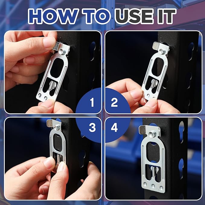 Zonon 200 Pcs Teardrop Pallet Rack Safety Clip Warehouse Storage Pallet Racking Beam Safety Clip Safety Steel Pallet Rack Clip Connector Cross Beam Locker for Shelf Garage
