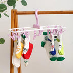 2 Pack Clothes Drying Rack, Laundry Drying Rack with 12 Clips, 360° Rotatable Hook Windproof Sock Hanger, Small Foldable Portable Hangers for Drying Bras Underwear Baby Clothes Gloves