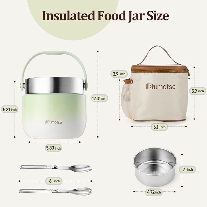 40oz Insulated Food Jar with 2 Compartments, Leak-Proof Thermo for Hot Food Wide Mouth Stainless Steel Includes Spoon and Fork Soup Thermo Lunch Containers Bento Box for Adults（Pink