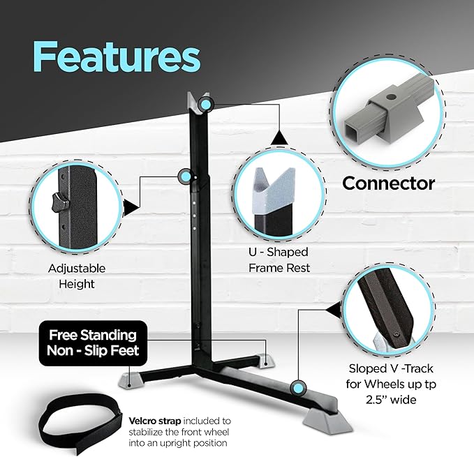 Bike Nook Bike Stand & Vertical Storage Rack with Connector (2 Pack), The Original Vertical Bicycle Floor Stand for Garage, Indoor and Outdoor Storage, Perfect Bike Accessories for Small Spaces