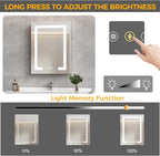 16 * 24 Smart LED Lighted Bathroom Medicine Cabinet Mirror with Touch Control, 3-Color Temperature, Stepless Dimming, 1-Hour Auto-Off – Ideal for Modern Bathrooms and Makeup Routines