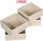 DIOMMELL 4 Pack Foldable Cloth Storage Box Closet Dresser Drawer Organizer Fabric Baskets Bins Containers Divider for Clothes Underwear Bras Socks Clothing,Beige 400