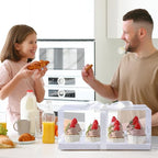 JCD 5.5inches height 4 Sets x 12 Counts Cupcake Containers Clear Plastic Cupcakes Box 12 Holders Dozen Cupcake Boxes, Disposable Cupcake Carrier Holder with Detachable Lid, BPA Free(12count/4pcs)
