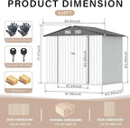 8x6 FT All-Steel Outdoor Storage Shed, Multi-Purpose Garden Tool Shed with Lockable Doors & Air Vents, Heavy Duty Utility Building for Backyard, Workshop, Lawn - Value Pack, Weather Resistant