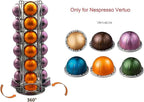 Miuly Coffee Capsule Holder For Nespresso Vertuoline, Coffee Capsule Stands Rotating Pod Rack holds 35 Nespresso Vertuo Pods, Silver