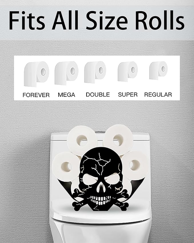 Sugar Skull Toilet Tissue Holder,Animal Paper Holders,Decorative Metal Papers Holder,Funny Toilet Animal Storage for Bathrooms,Bathroom Paper Organizer for Extra 8 Rolls Free Standing Art Decor