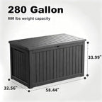 DRATO 280 Gallon Deck Box, Outdoor Large Waterproof Resin Storage Box with Lockable Lid for Patio Cushions, Gardening Tools（Black，280 Gallon）