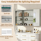 BEAUTYPEAK Bathroom Medicine Cabinet Mirror with Storage, 30 Inch x 24 Inch Silver Medicine Cabinet with Double Door & Adjustable Shelves for Vanity, Tempered, Aluminum Surface, Wall-mount or Recessed