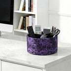 QIELIZI Remote Control Holder, 360°Spinning PU Leather Desk TV Remote Caddy,Desk Storage Box Room Accessories for Controller, Media,Mail,Calculator, Mobile Phone,Pencil(1-B3D Purple)
