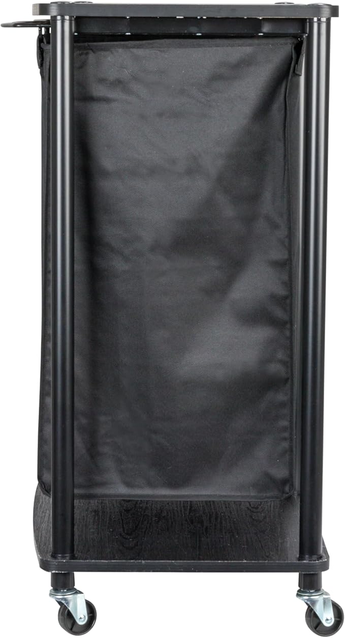 Household Essentials 3-Bag Laundry Sorter, Smooth Laminate Shelving, Sturdy Steel Frame, Wheeling and Stationary Feet Options, Washable Linen Laundry Bags, 3-Load Capacity, Versatile, Black