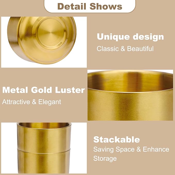 BTSKY 1 Pack Golden Paper Clip Holder, Stackable Paperclip Box Metal Storage Bowl for Office Supply Accessories, Round Small Storage Holder Cute Jewelry Organizer for Office Bathroom Vanity