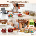 ComSaf 6 Pack 17 oz Airtight Glass Jars with Labels - Ideal for Storing Spices & Tea or Pickling Small Batches of Vegetables and Jams