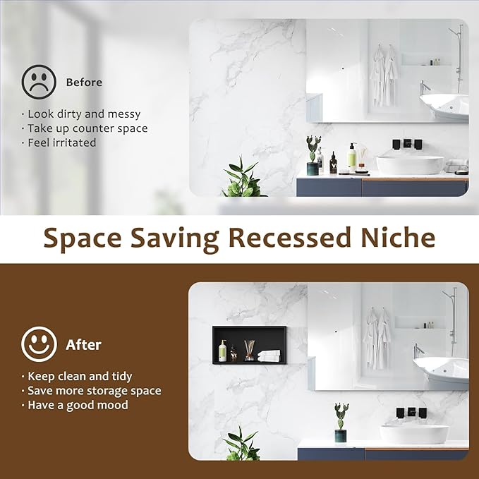 23x11 Inch Recessed Medicine Cabinet, Black Medicine Cabinet No Mirror, 304 Stainless Steel Bathroom Wall Niche Cabinet with Storage for Bathroom, Living Room