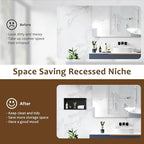 23x11 Inch Recessed Medicine Cabinet, Black Medicine Cabinet No Mirror, 304 Stainless Steel Bathroom Wall Niche Cabinet with Storage for Bathroom, Living Room