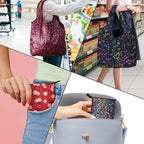 Reusable Grocery Bags,4 Pack 50LBS Foldable Washable Fashion Shopping Bags, Portable Tote Bags Gifts for Women (Butterfly 4 Pack)