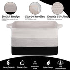 OIAHOMY Extra Large Blanket Basket, 95L Cotton Rope Woven Laundry Basket, Toy Bin for Baby Room, Container for Blanket Storage in Living Room, 24''×17''×14'', Gradient Black