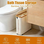 Toilet Paper Roll Storage, Bathroom Slim Toilet Paper Storage with Lid for 12 Rolls, Ultimate Bathroom Organizer with Anti-Slip Base, Beige 30L