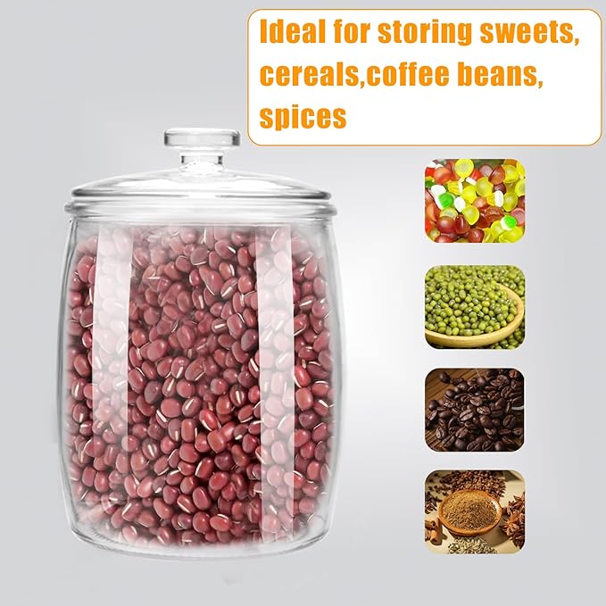 1 Gallon glass jars, Cookie Jar & Candy Jar with Lid, Large Food Storage Container,glass jar with lid for Buffet, Coffee & Flour, Laundry Room Storage & Pantry