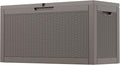 72 Gallon Outdoor Storage Box, Resin Deck Boxes Outdoor Waterproof For Patio Furniture, Garden Tools, Pool Supplies, Lockable And UV Resistant (Rattan Gray)
