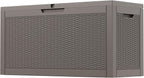 72 Gallon Outdoor Storage Box, Resin Deck Boxes Outdoor Waterproof For Patio Furniture, Garden Tools, Pool Supplies, Lockable And UV Resistant (Rattan Gray)