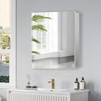 28x28 inch Medicine Cabinet Mirror with Storage, Aluminum Surface Mount or Recessed Medicine Cabinet with Adjustable Shelves for Bathroom Bedroom