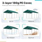 ADVANCE OUTDOOR 10x20 ft Heavy Duty Carport, Adjustable Height Garage Car Canopy Party Tent Boat Shelter, Green