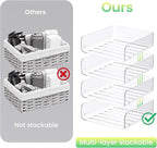 Tomorotec Desk Letter Tray Set, A4 Size Clear PET Stackable Document Organizer Office Desktop File Paper Holder Book Storage Rack Side Load Anti-Skid Stacking Support Convex Bottom (4X Portrait)