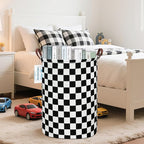 LANGYASHAN Laundry Basket Canvas Fabric Collapsible Organizer Basket for Storage Bin Toy Bins Gift Baskets Bedroom Clothes Children Nursery Hamper (Racing flag)