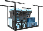 FLEXIMOUNTS 4x4FT Garage Storage Rack Overhead, Adjustable Ceiling Storage Racks, Metal Garage Organization System with 350LBS Weight Capacity(Black), Classic Series