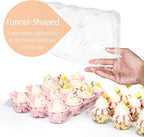 LotFancy (12 Count x 40 Sets) Mini Cupcake Containers with 480 Liners, Clear Plastic Cupcake Boxes Holders, Dozen Disposable Cupcake Carriers with Detachable Lid