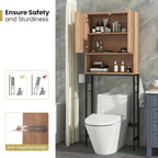 Giantex Over The Toilet Storage Cabinet, Bathroom Space Saver W/Toilet Paper Holder & Hook, Adjustable Shelf & Bottom Bar, Open Storage Cube, Over Toilet Bathroom Organizer for Laundry, Restroom