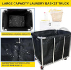 Laundry Cart Commercial,11.35 Bushel (105 Gal) Large Industrial Rolling Laundry Hamper with 4 Inch Wheels,Home Heavy Duty Laundry Baskets with Stainless Steel Frame, 260 LBS Weight Capacity (Black)