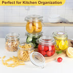 16 oz Glass Jars with Airtight Lids, 6 Pack Wide Mouth Mason Jars with Clamp Lids for Kitchen Canisters, Food Storage Containers for Pickling, Coffee, Spices, Sugar, Herbs
